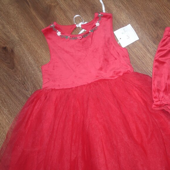 NWT Girls Love & Grow Clothing Red Velvet Holiday Tulle Dress Bloomers Set sz 7 - Picture 9 of 11